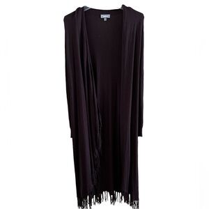 Neiman Marcus Brown extra long duster fringe long sleeves size medium